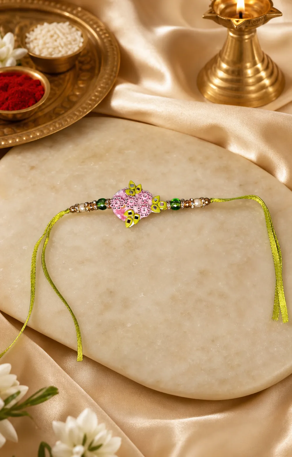 Green Floral Designer Rakhi