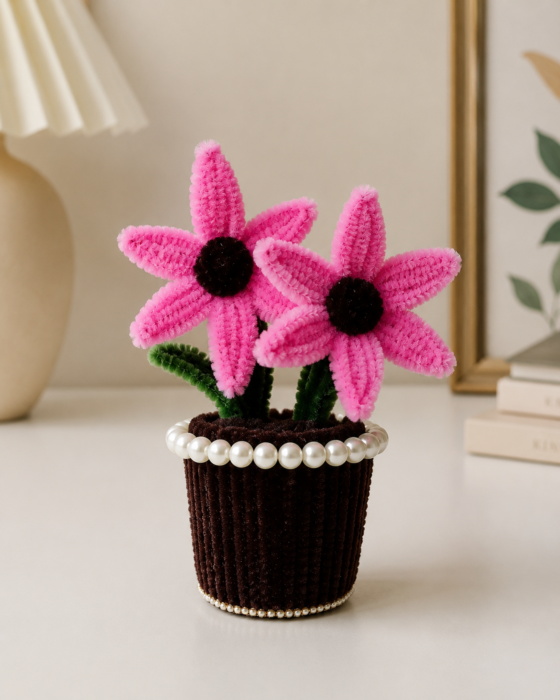 Pink Twin Bloom Pearl Fridge Magnet