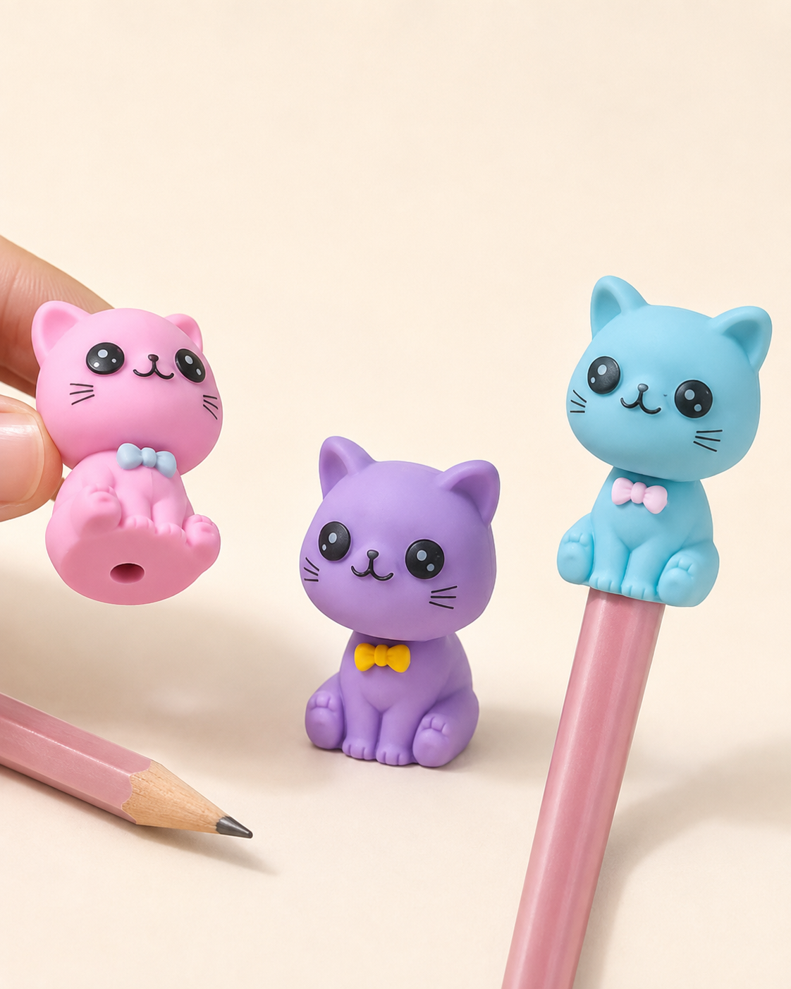 Pair of Pastel Kitty Pencil-Top Eraser thumbnail 2