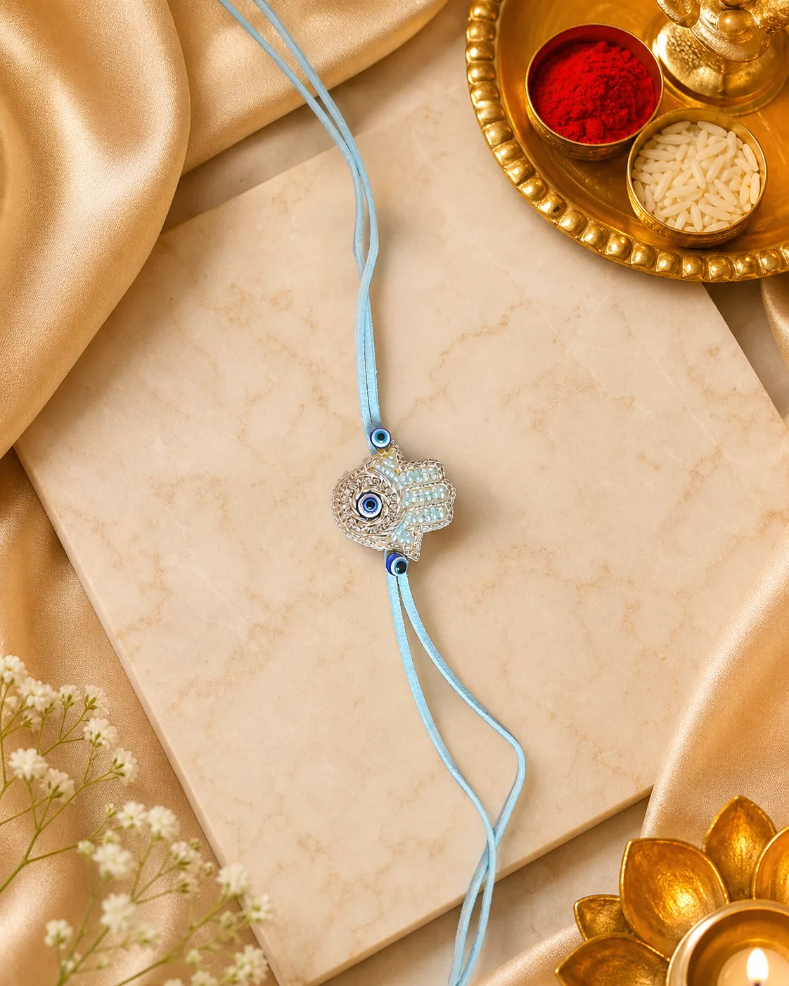 Blue Hamsa Evil-Eye Rakhi