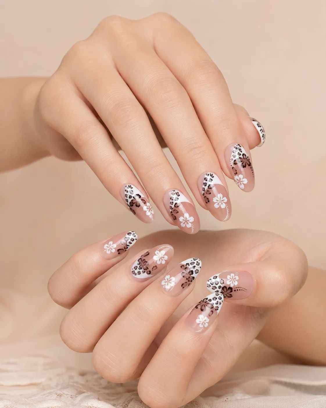 Wildflower Leopard French Nails thumbnail 2
